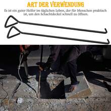 2pcs 100cm (40 Inch) Manhole Hook, Manhole Cover Lifter, Heavy Duty Lifting Hooks, Manhole Cover Hook Lifting Manhole Covers & Storm Drain Cover No Power Connection Needed