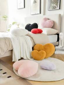 Heart Pillow, Soft Pink Heart Shaped Pillow, Cute Faux Rabbit Fur Room Decorative Throw Pillow, Suitable For Bedroom Sofas And Beds, A Wonderful Summer And Fall Gift For Family And Friends