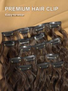 Clip In Hair Extensions Light Brown 16 CLips 22 Inch Long Curly Hair Extension For Women Full Head Synthetic Hair Extensions Hairpieces - Brown - View 3