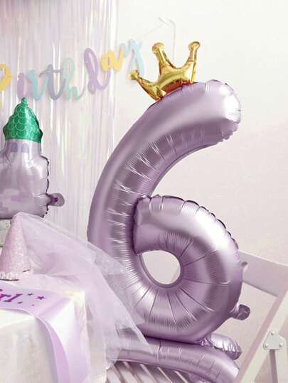 1pc 42-Inch Purple Crown Number Foil Balloon, Suitable For Birthday Party Any Age, Birthday Party, Anniversary, Wedding, Graduation Celebration Decoration, 1pc Happy Birthday Balloon