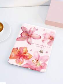 Capa protetora plana com estampa de flor de hibisco, compatível com iPad de 10,2 polegadas, iPad Pro 11 2021/2020/10ª geração, iPad Mini 4/5/6, Galaxy Tab A8 10,5 polegadas 2022, Matepad 10.4/Tab, com slot para lápis, à prova de choque, capa protetora para suporte de tablet