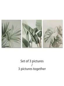 1/3Pcs, Unframed, High Quality Print Painting, Modern Style, Green Leaves, Botanical Natural Scenery, Creative Trio, Wall Art Poster, Home Decoration, Suitable For Living Room, Sofa, Bed, Hallway, Bedroom, Bathroom, Office, Perfect Art Gift