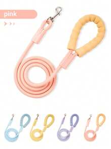 1pc Reflective Dog Leash With Comfortable Padded Handle, Braided Nylon, Shock Absorbing Outdoor Training Pet Lead For Large/Medium/Small Dogs, 360° Swivel Tangle-Free Snap Hook