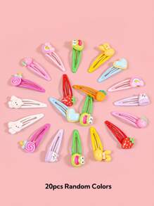 10/20/30/50pcs/Set Children Toddler Kids Random Color Hairpin Candy Colors Cute Decoration Hair Clips Spring And Summer Hair Accessories For Styling And Daily