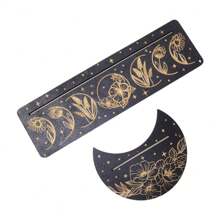 Soporte de madera para cartas de tarot con forma de luna y base rectangular, de 24,7 x 7,3 cm, para herramientas de adivinación de brujas