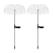 2 confezioni di luci da giardino a LED a energia solare con meduse, 78cm, luci multicolore che cambiano automaticamente, lampade a meduse solari a 7 colori con disegno traforato, 2 modalità di illuminazione, decorazione solare da giardino per cortile, prato, sentiero, luci solari per esterni impermeabili per decorazione notturna del paesaggio