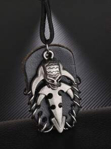 1pc Multi-Circle Biker Leather Pendant Necklace For Men