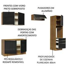 Madesa Gabinete Cocina Integral Completa 260cm Lux Marrón/Negro 05 - Marrón y negro - Ver 4