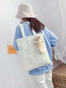 10件/5件/1件简约多用途手提袋、帆布袋、购物袋、书包、圣诞礼品袋、新娘婚礼、伴娘手提包、小化妆包、可重复使用的可爱帆布包、手提袋、大容量购物袋、帆布包、单肩包、斜挎包