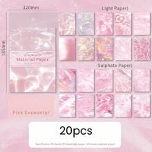 20 张水波和浮光系列 DIY 剪贴簿纸质用品美学纸质用品装饰纸材料用于 DIY 剪贴簿日记相册工艺品，适用于成人和青少年的书写绘画旅行日记 DIY 艺术工艺品、剪贴簿计划器子弹（粉色、蓝色、金色、紫色、灰色、绿色） - 彩色 - 查看 8