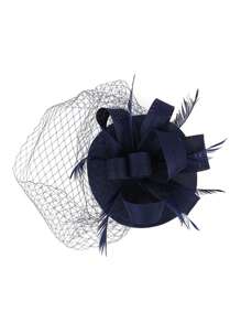 1 قطعة قبعة مزين بالريش والنقاب لحفل الشاي وسباق كنتاكي وحفل الزفاف, اكسسوارات شعر قبعات صغيرة وقبعات ميني فوق