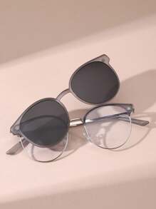 1 套非处方磁性夹式眼镜，适合圆脸男士驾驶的眼镜 - A - 查看 8