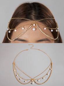 imoli 1 件简约铜链项链，带水钻、树脂和人造珍珠流苏吊坠，适合斋月活动、派对、礼物（手工制作、定制长度、不同圆盘数量） - 彩色 - 查看 13