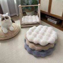 Alfombra redonda de felpa esponjosa, suave y de color crema, linda almohadilla decorativa para cama de mascota, silla, taburete, cojín de silla de oficina, cojín de asiento