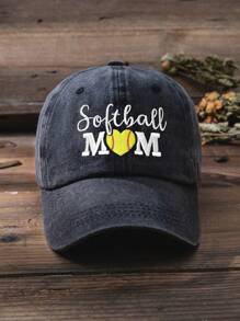 1pc Outdoor Embroidered "SOFTBALL MOM" Heart Baseball Cap, Adjustable, Sun-Protective, Casual, Suitable For Spring/Autumn Travel, Beach, Men & Women, Youth, Valentine's Day, Y2K Style - Embroidery - View 4