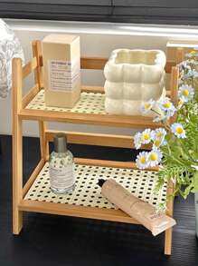 1 pieza Estantería de escritorio de madera maciza, estantería de escritorio de cocina de doble capa, estantería de escritorio, estantería de almacenamiento de escritorio para el hogar, decoración del hogar, decoración de la habitación, almacenamiento de tazas, organizador de cocina