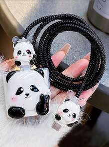 4pcs Panda Charger Protector Case, Compatible With Apple 20W Charger Cable Protector