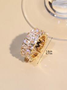 1pc Stunning Double Layered Water Drop Zirconia Decor Ring For Women Engagement Proposal Stylish Jewelry Gift