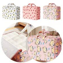 Non-Woven Quilts Storage Bag Portable Large Capacity Thickened Organize Bag Dust-Proof Cartoon Pattern Storage Box - Pink - View 2