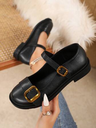 复古玛丽珍乐福鞋，低跟软底舒适百搭平底鞋，商务休闲日常一脚蹬牛津鞋