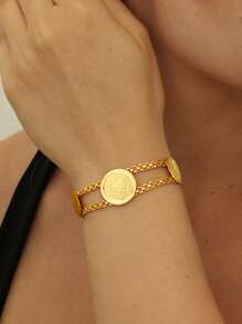 1pc Vintage Arabic Coin Design Eid Mubarak Bracelet For Women