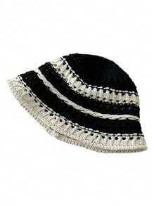 1pc Women's Breathable Bucket Hat, Hollow Striped Sun Protection Hat For Spring/Summer, Suitable For Outdoor Activities, Leisure, And Fashion - Multicolor - View 8