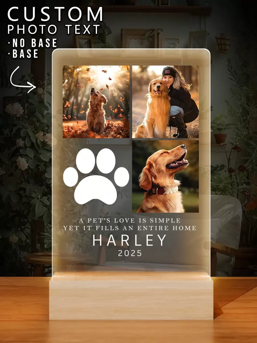 定制夜灯双面亚克力，送给家人/朋友/女朋友/男朋友/妈妈/爸爸的个性化礼物，宠物纪念夜灯，定制宠物纪念相框礼物，家居装饰，周年纪念 1 件多功能、装饰性、可重复使用精致、时尚、可爱、高品质、现代定制、个性化、独特的理想礼物、情人节、情人节装饰 - 款式1 - 查看 1