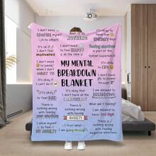 Extra Soft Handmade Pattern "My Mental Breakdown Blanket" Printed Shawl - Comfortable Flannel Shawl Suitable For Men And Women, For Bed, Sofa, Chair - Perfect Birthday And Holiday Gift, All Season Comfortable Blanket, 200x150 Cm