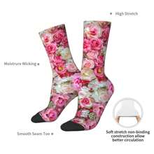 Prachtige bosprint roze en rode rozen romantische bloemen prachtige vintage botanische mooie vlinders en bloemen poster sok voor mannen hiphop harajuku vrolijk naadloos patroon bedrukte jongens crew sok nieuwigheid cadeau