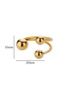 1PC Exaggerated Stainless Steel Bead Ball Rings For Women Men Open Adjustable Gold Color Stainless Steel Ring Waterproof Jewelry Gift
