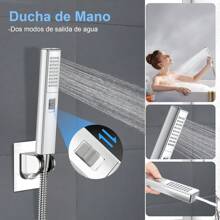 Regadera para Baño con Filtro, 10" Cabeza de Ducha Antióxido con Shower Head de Mano, 20 Capas de Filtrado, Regadera Cuadrada de Alta Presion, con 2 Cartuchos Filtrantes y Todos Los Accesorios