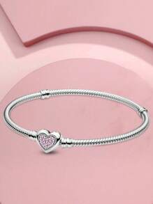 1 pièce Bracelet à la mode en forme de cœur pour femme en argent sterling 925, fabrication de bijoux fins pour cadeau