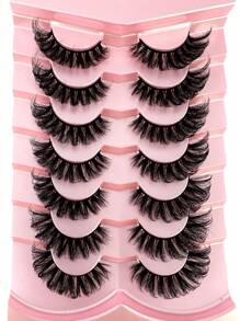 New 7pairs Russian Volume Classic Cat Eye Mink False Eyelashes Natural D Curl Fluffy Faux Eyelashes Extension For A Natural Look