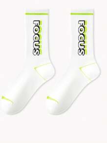 1/5 Pairs Basketball Mid-Calf Sports Socks For Men, High-Top Athletic Crew Socks