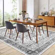 Danolapsi Area Rug, 5x7 Washable Rug For Living Room,Vintage Area Rug Foldable Area Rugs With Non Slip Backing,Vintage Florals Accent Carpet,Low Pile Front Door Mat,Kitchen Rugs