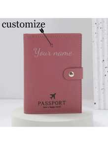 Funda para pasaporte personalizable con nombre, estuche para tarjetas, multifunción minimalista de unicolor de gran capacidad, adecuado como regalo exclusivo para novias, mamás