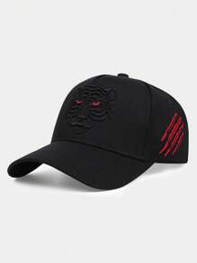 1 pièce Casquette de baseball à broderie de tigre pour hommes, chapeau de sport outdoor hip-hop, casquette de soleil décontractée de camionneur, taille réglable à bord incurvé, chapeau de soleil pour étudiant