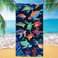 Manta de playa con patrón de tortuga marina colorida y linda, de múltiples usos, resistente a la arena, de secado rápido, altamente absorbente y de fibra ultrafina