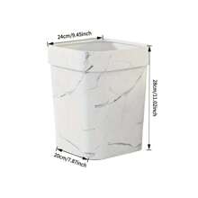 方形仿木纹垃圾桶带按压环，适用于浴室、酒店、餐厅、客房