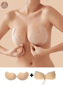 3 对聚拢粘性胸罩，可重复使用无肩带前扣隐形乳头贴，女士内衣和内衣配件 - 彩色 - 查看 35