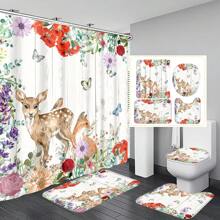1 szt./4 szt. Kwiatowy wzór roślinny i liściasty wielofunkcyjny zestaw dekoracji łazienkowych, zawiera wodoodporną zasłonę prysznicową z 12 haczykami, matę antypoślizgową, matę podłogową w kształcie litery U, okrągłą pokrywę deski sedesowej, odpowiednią do całej łazienki Kwiaty na Dzień Matki, spersonalizowane prezenty dla mamy, prezenty na ostatnią chwilę, pomysły na Dzień Matki, prezenty na Dzień Matki, ręcznie robione kartki dla mamy, najlepsze prezenty na Dzień Matki poniżej 50 USD