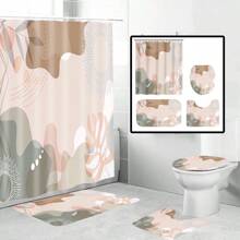 Juego de 1/4 cortinas de baño impermeables con estampado bohemio, que incluye alfombrilla y tapa de váter a juego. Diseño abstracto medieval con elementos geométricos, hojas y plantas de colores. Ganchos incluidos. Material de poliéster lavable. Perfecto como regalo del Día de la Madre, regalo personalizado para mamá, regalo de última hora, ideas del Día de la Madre, regalos del Día de la Madre Domingo, tarjetas hechas a mano para mamá, mejores regalos del Día de la Madre por menos de $50