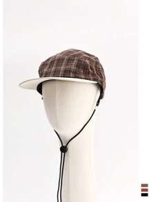 1 pieza Gorra tipo snapback de secado rápido con rayas y cuadros, top suave, para mujer primavera/verano, delgada y transpirable, con protección solar para uso en exteriores y estilo callejero, sombrero ajustable unisex para viajes al aire libre y sombreado solar de verano