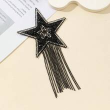1pc Star Tassel Patch With Heat Melt Glue, Suitable For DIY Craft Accessories, Clothing Patch Decorations, All Seasons