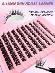 100 szt. C Curl pojedyncze rzęsy klastrowe 8-16 mm segmentowane pojedyncze sztuczne rzęsy DIY kolce pojedyncze przedłużanie rzęs