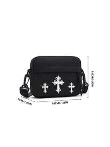 Slant Shoulder Bag, Casual Minimalist Solid Color Small Square Crossbody Bag For Men, Daily Versatile Lightweight Nylon Water-Resistant Sling Bag, Suitable For Teen, Summer, Outdoor, Athletic, Travel, Graduation Gift, Birthday Dress Accessories, Christian Gifts (Cross, Jesus, Raise Christ)