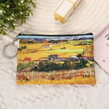 1pc Vintage Van Gogh Schilderij Stijl Muntenbeurs, Creatieve Opslag Voor Kleine Artikelen, Oogstmunten En Biljetten