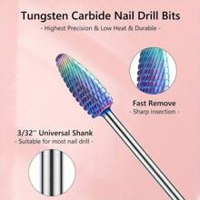Nail Drill Bits, Tungsten Carbide Nail Drill Bit Set For Acrylic Nails 3/32 Drill Bits For Nail Drill Remover Gel Polish Poly Nail Gel Nails Cuticles - Charcoal Grey - View 3