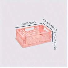 2pcs Mini Foldable Storage Basket, Collapsible PP Organizer Box For Kitchen, Bathroom, Office, Stationery, Notebook, Cosmetics Desk, Available In Multiple Colors, Desktop Organization Tool, Shelf Basket