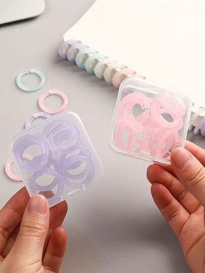 20/40pcs Transparent And Colorful Loose Leaf Ring Binding Coil Plastic Seal Ring Buckle Ring Loose Leaf Ring,Back To School,School Supplies